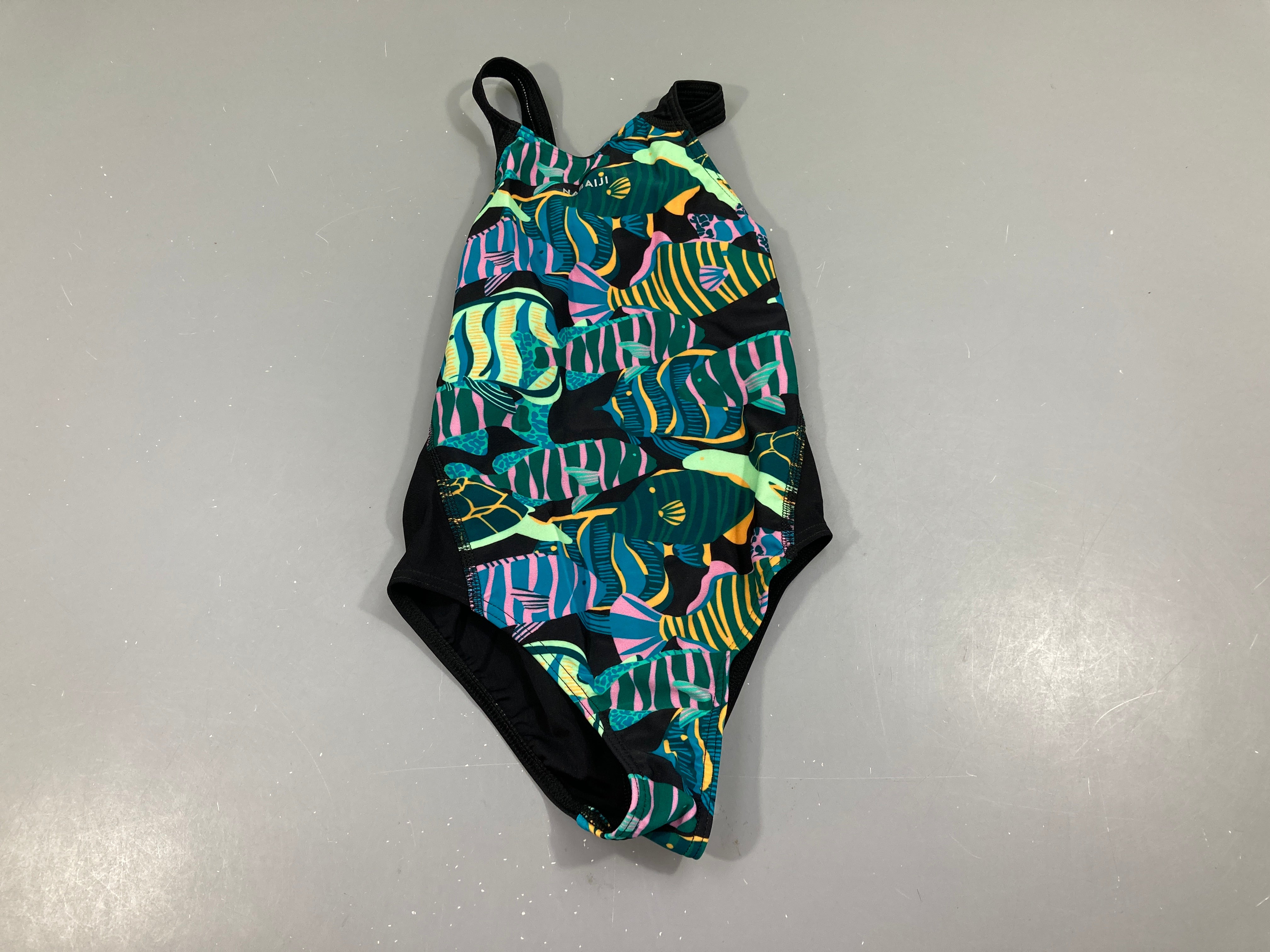 Maillot noir poissons multicolores nabaji