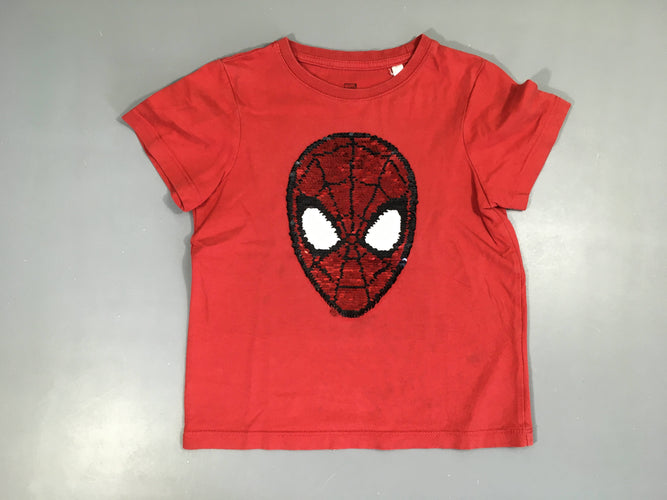 T-shirt m.c rouge Spiderman sequins réversibles, taché, moins cher chez Petit Kiwi
