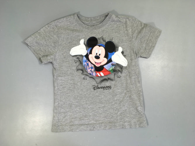 T-shirt m.c gris chiné Mickey bouloché, moins cher chez Petit Kiwi