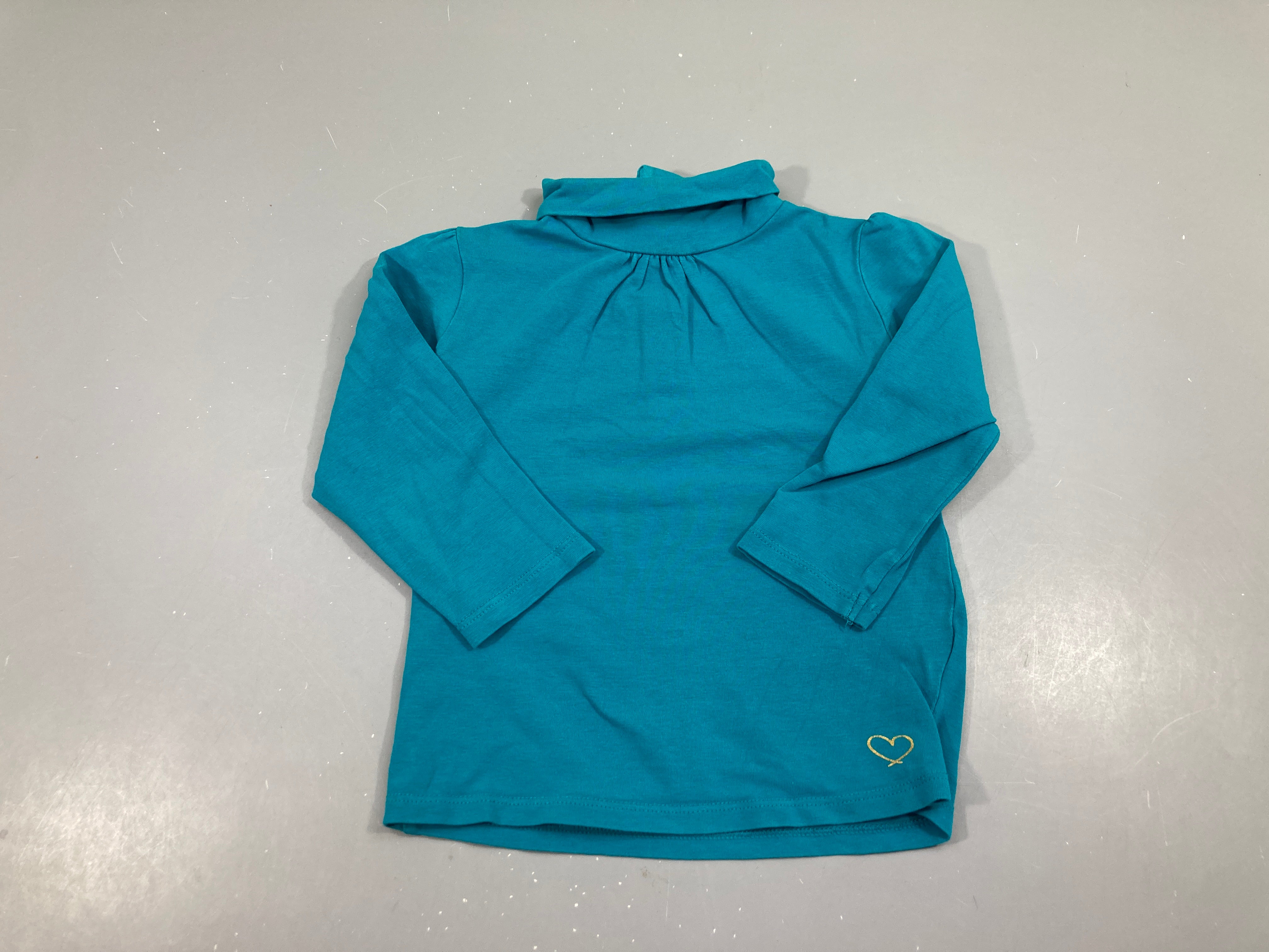 T-shirt m.l turquoise col roulé
