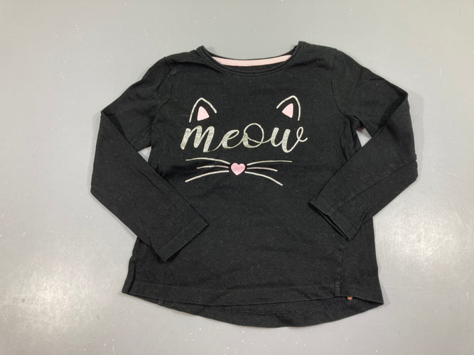 T-shirt m.l noir chat meow, moins cher chez Petit Kiwi