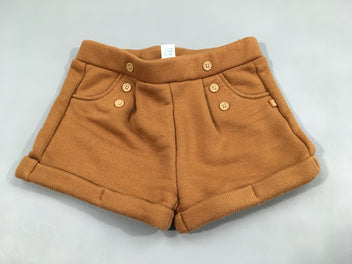 Short molleton brun texturé boutons revers