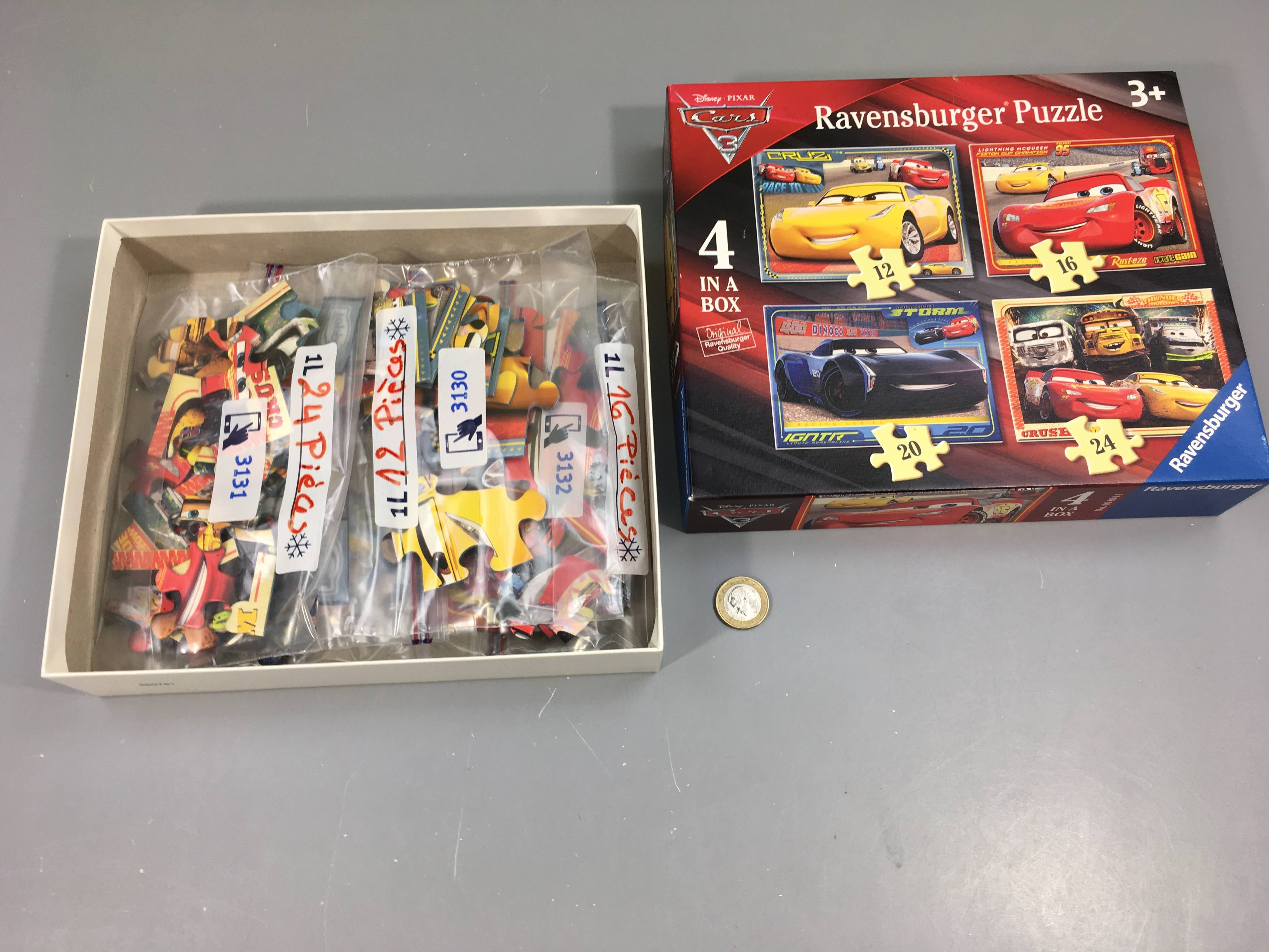 4 Puzzle Cars, 12-16-20-24pcs, +3a
