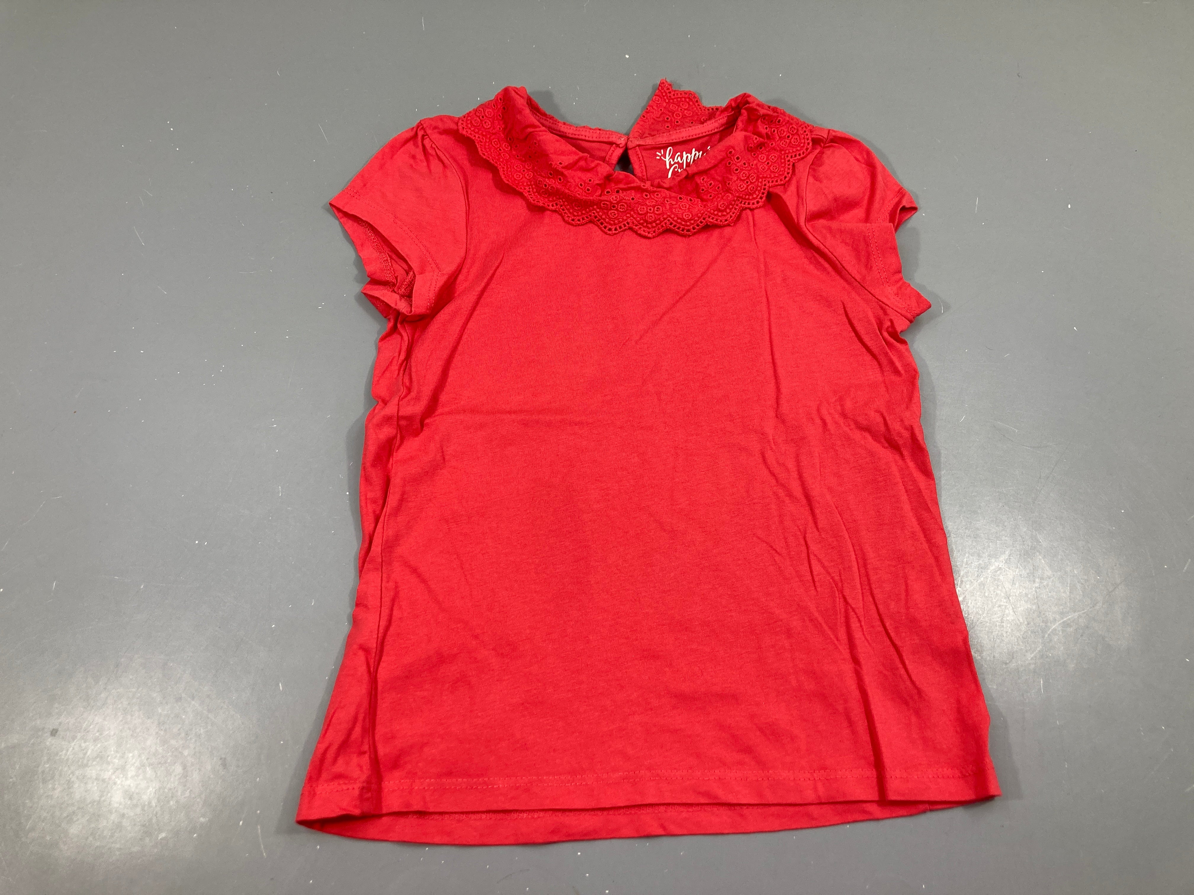 T-shirt m.c rose col dentelle