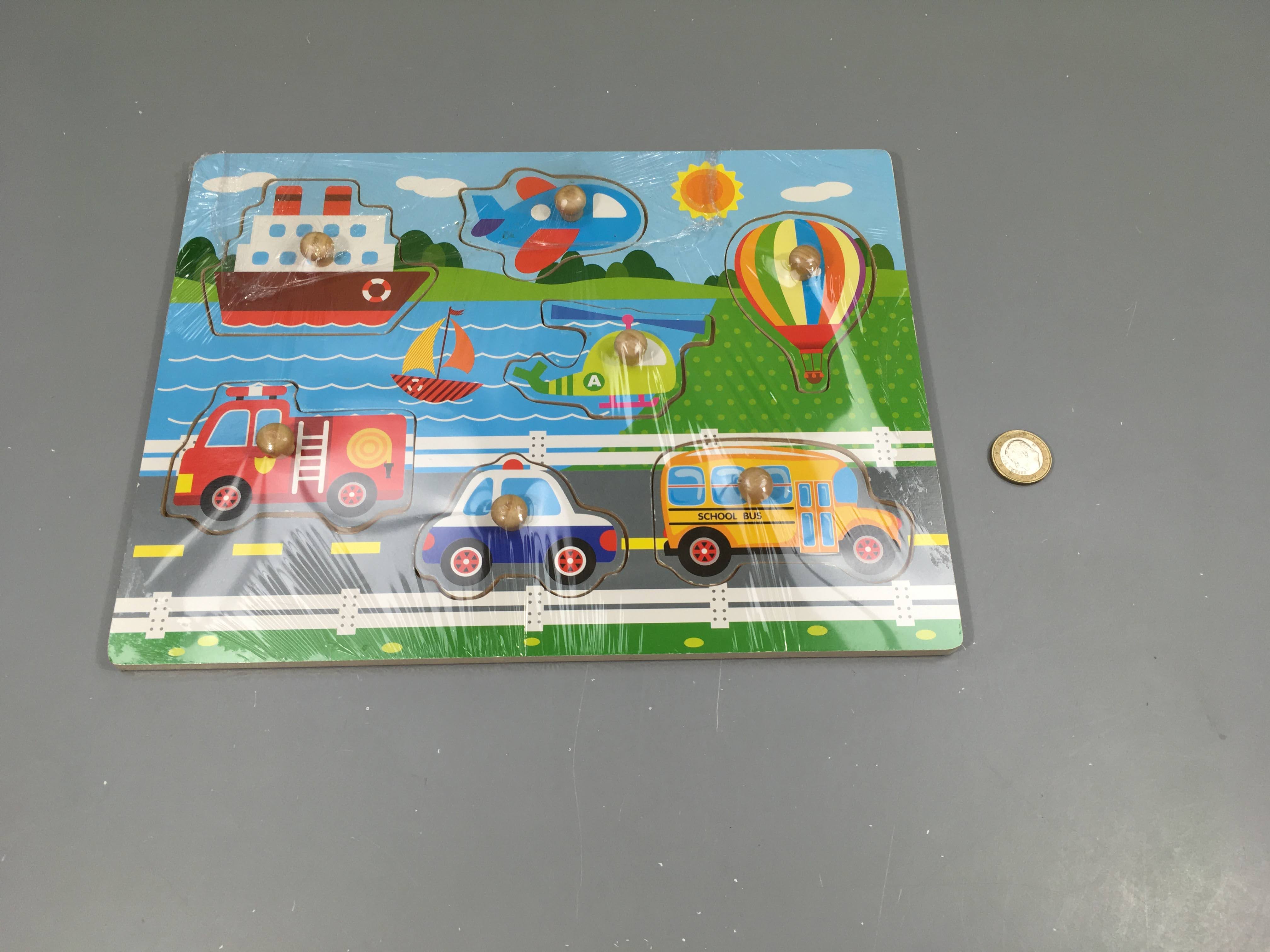 Planche puzzle bois transports