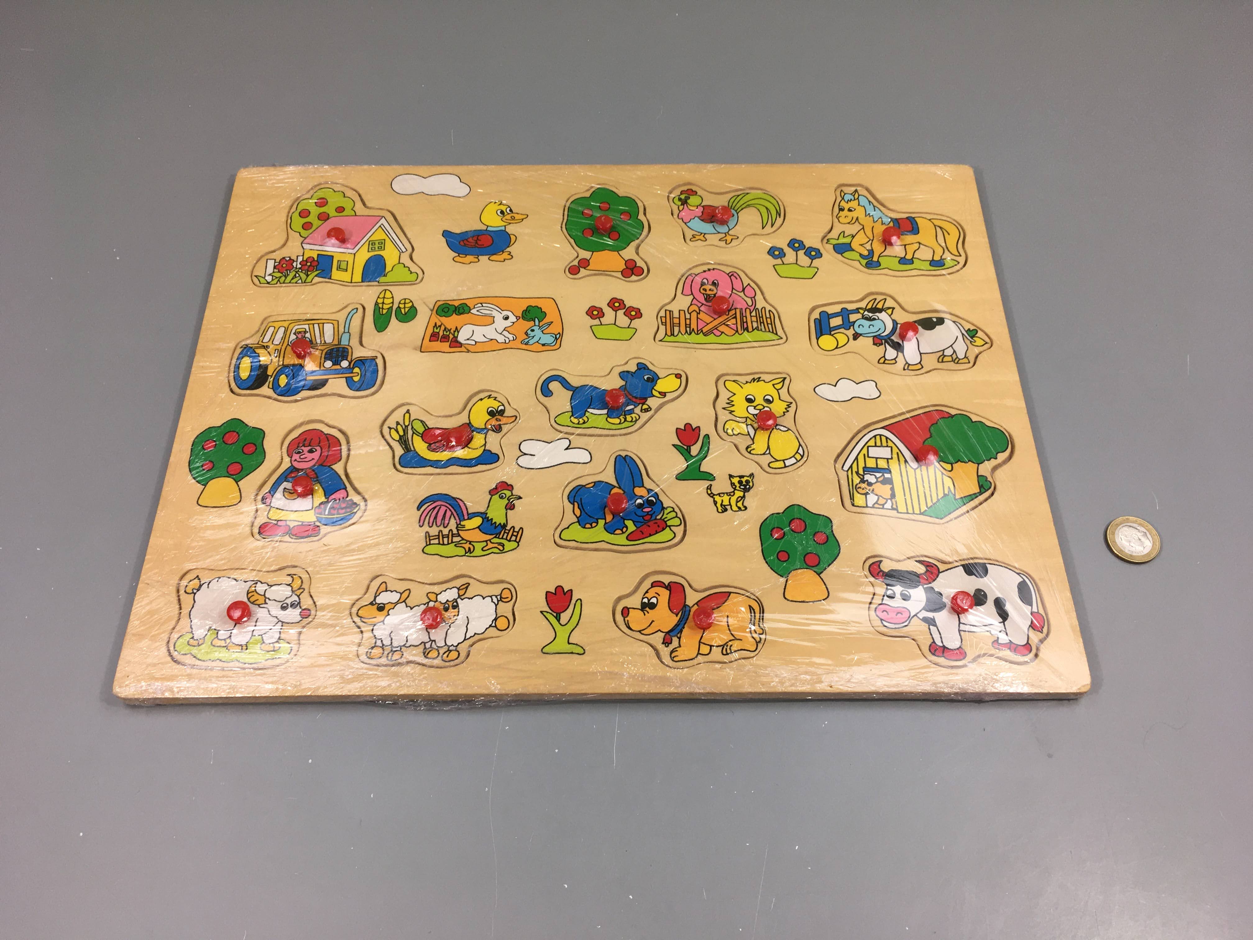 Grande planche puzzle en bois animaux ferme