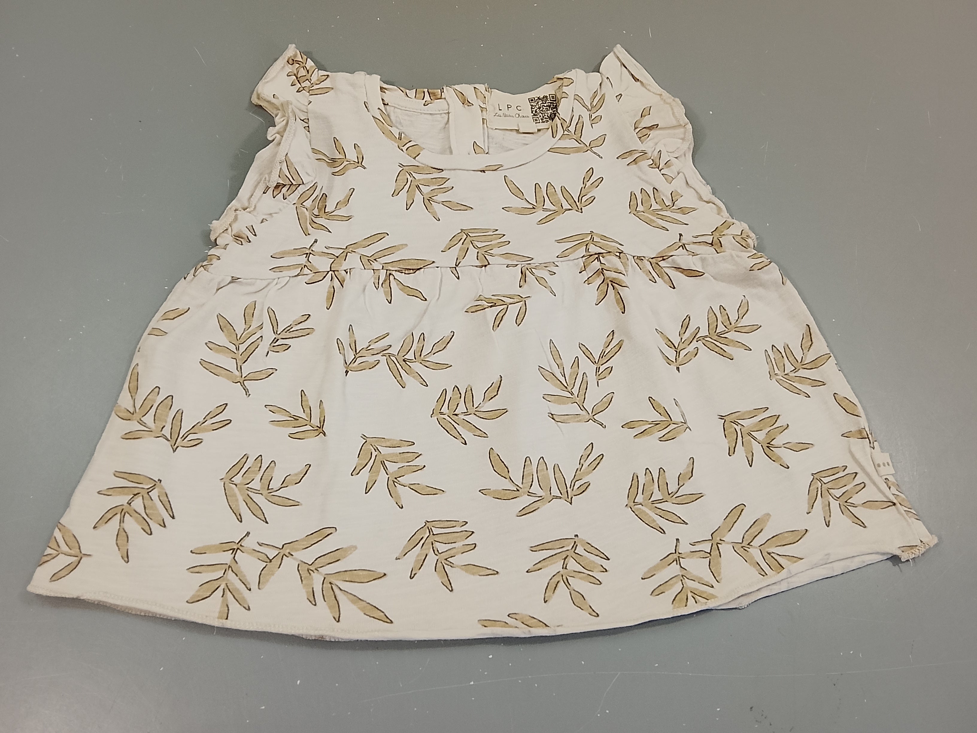 Blouse m.l LPC  écru flammé motifs feuilles beiges