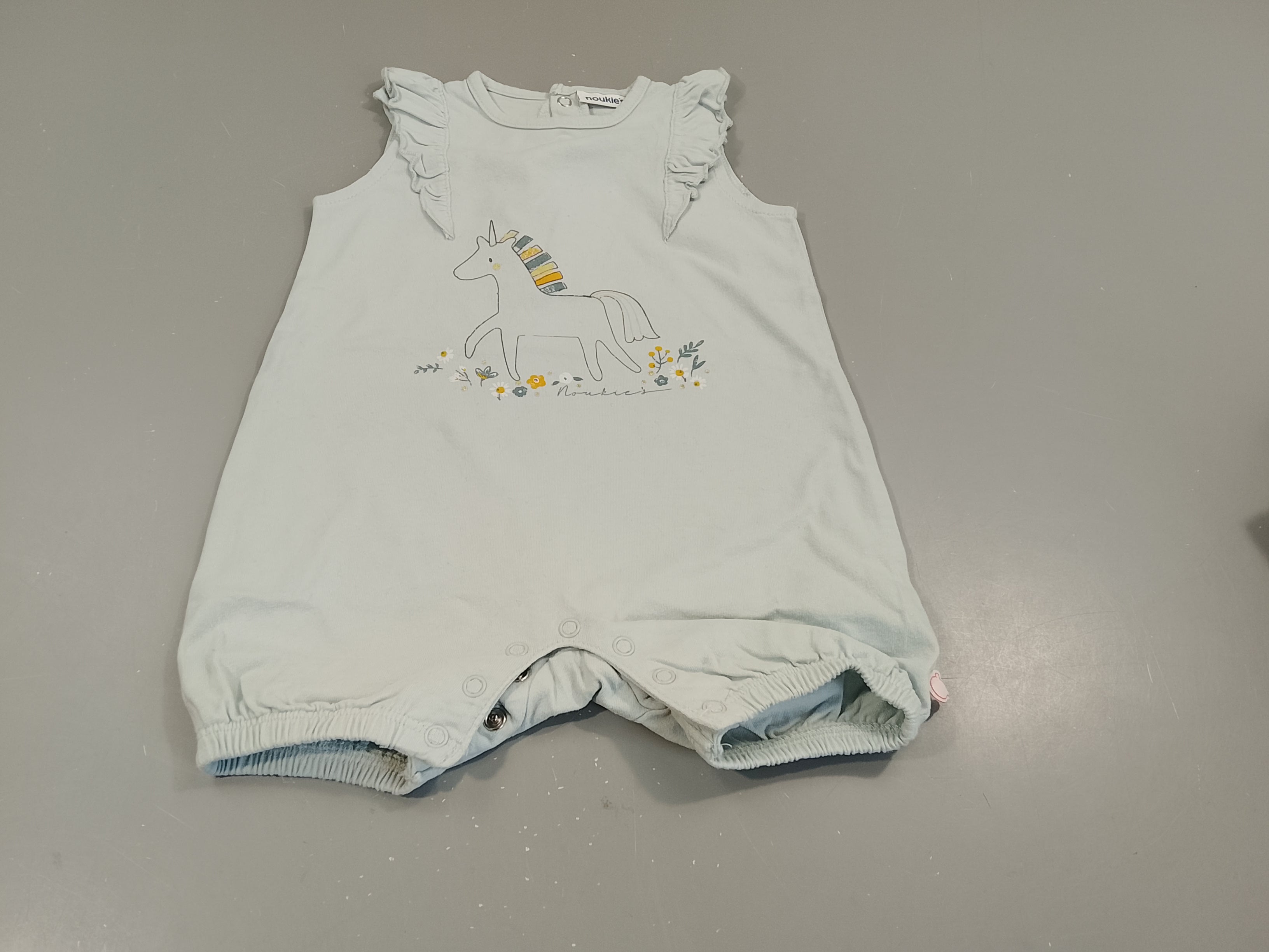 Combishort bleu clair,  licorne