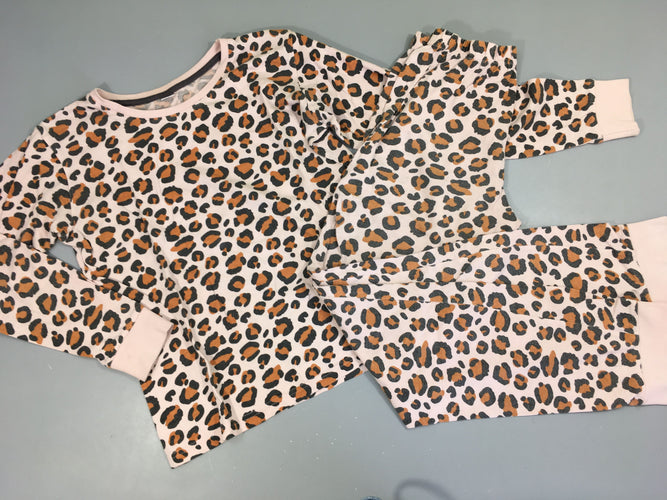 Pyjama 2pcs jersey rose léopard, bouloché, moins cher chez Petit Kiwi