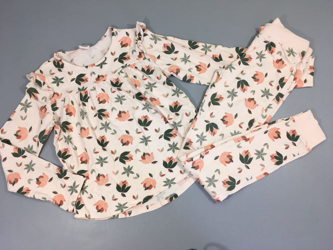 Pyjama 2pcs jersey rose fleurs, moins cher chez Petit Kiwi
