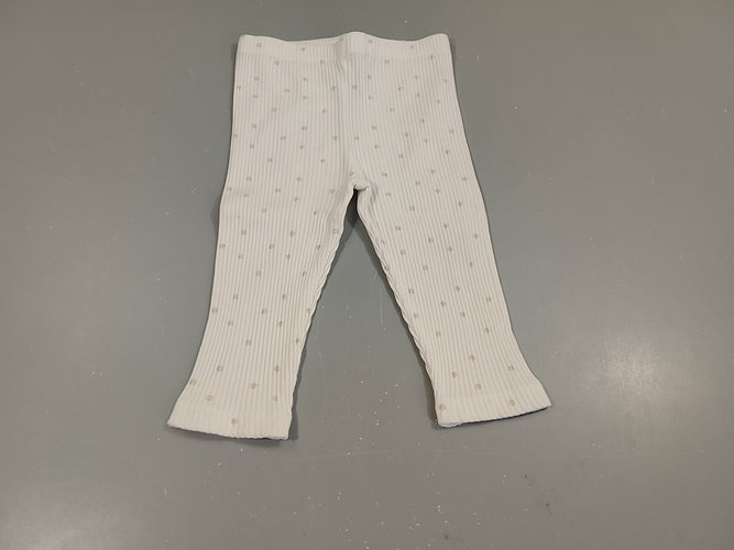 Legging blanc côtelé motifs fleurs, moins cher chez Petit Kiwi