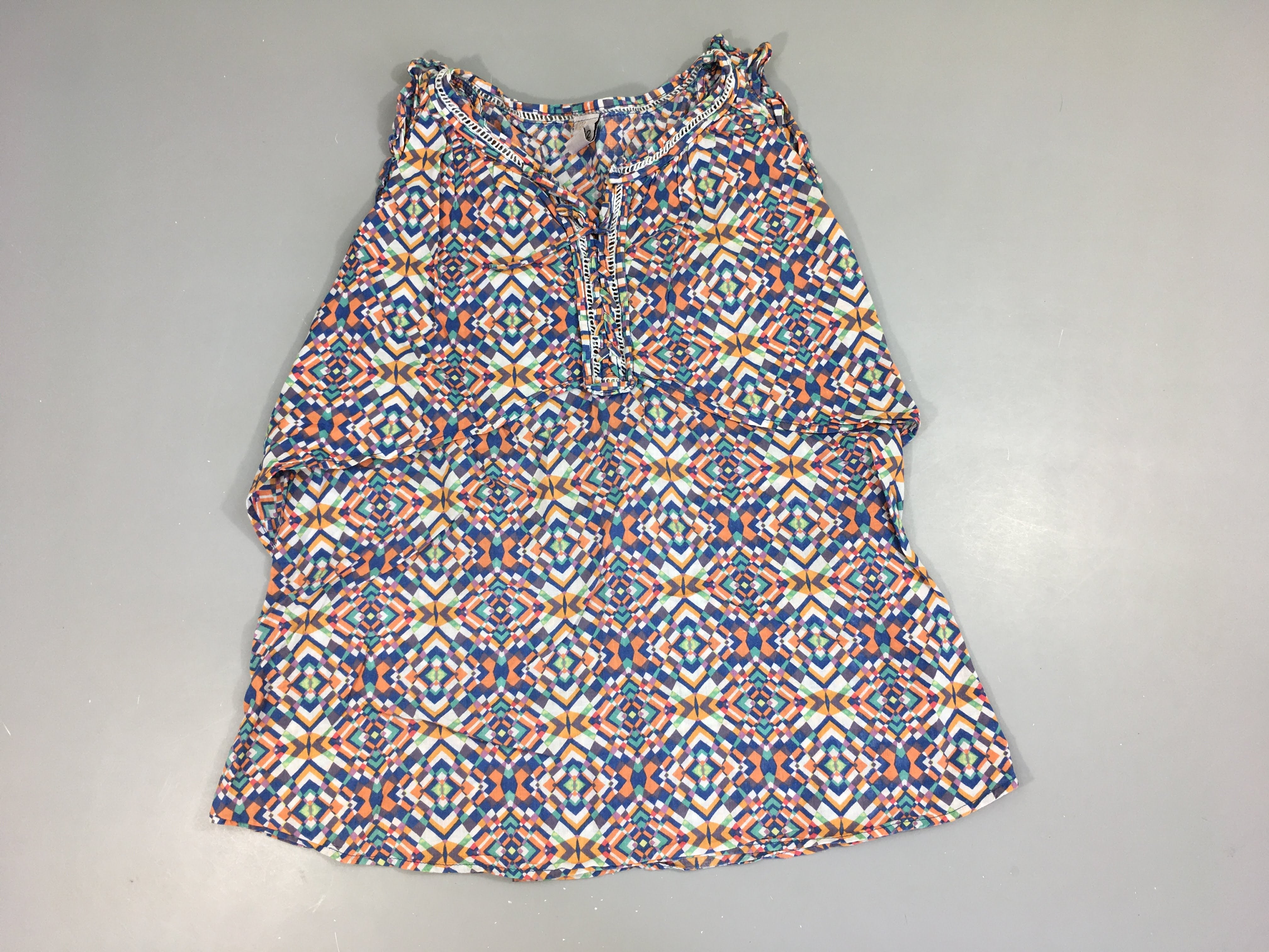 Blouse s.m motifs blanc/bleu/saumon