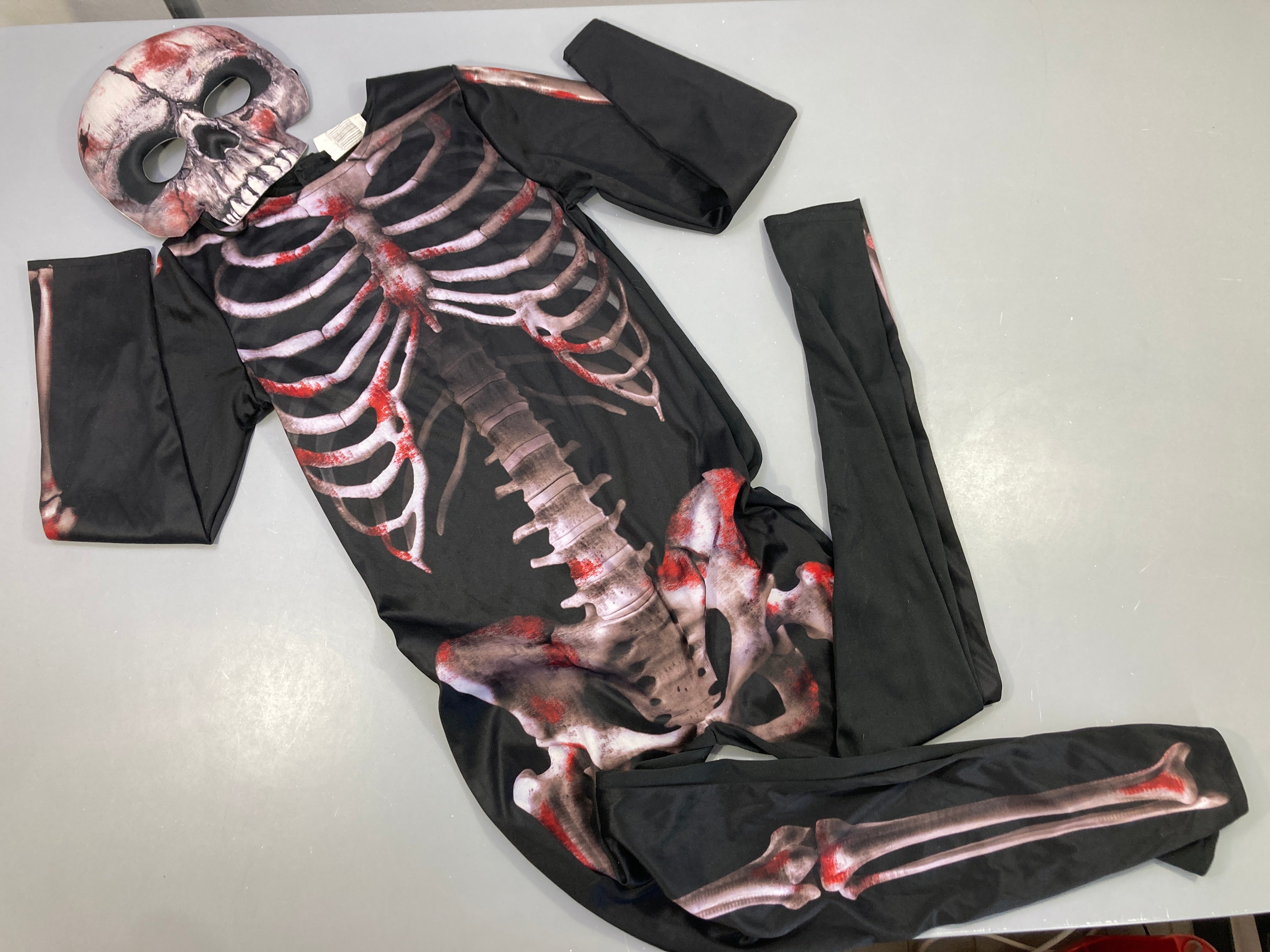 Déguisement squelette Halloween avelours côtelé masque
