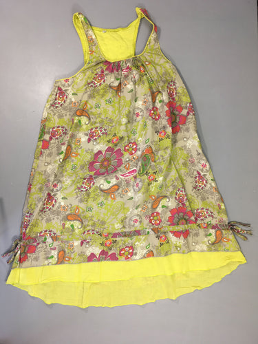 Robe fines bretelles gris/jaune fleurs, moins cher chez Petit Kiwi