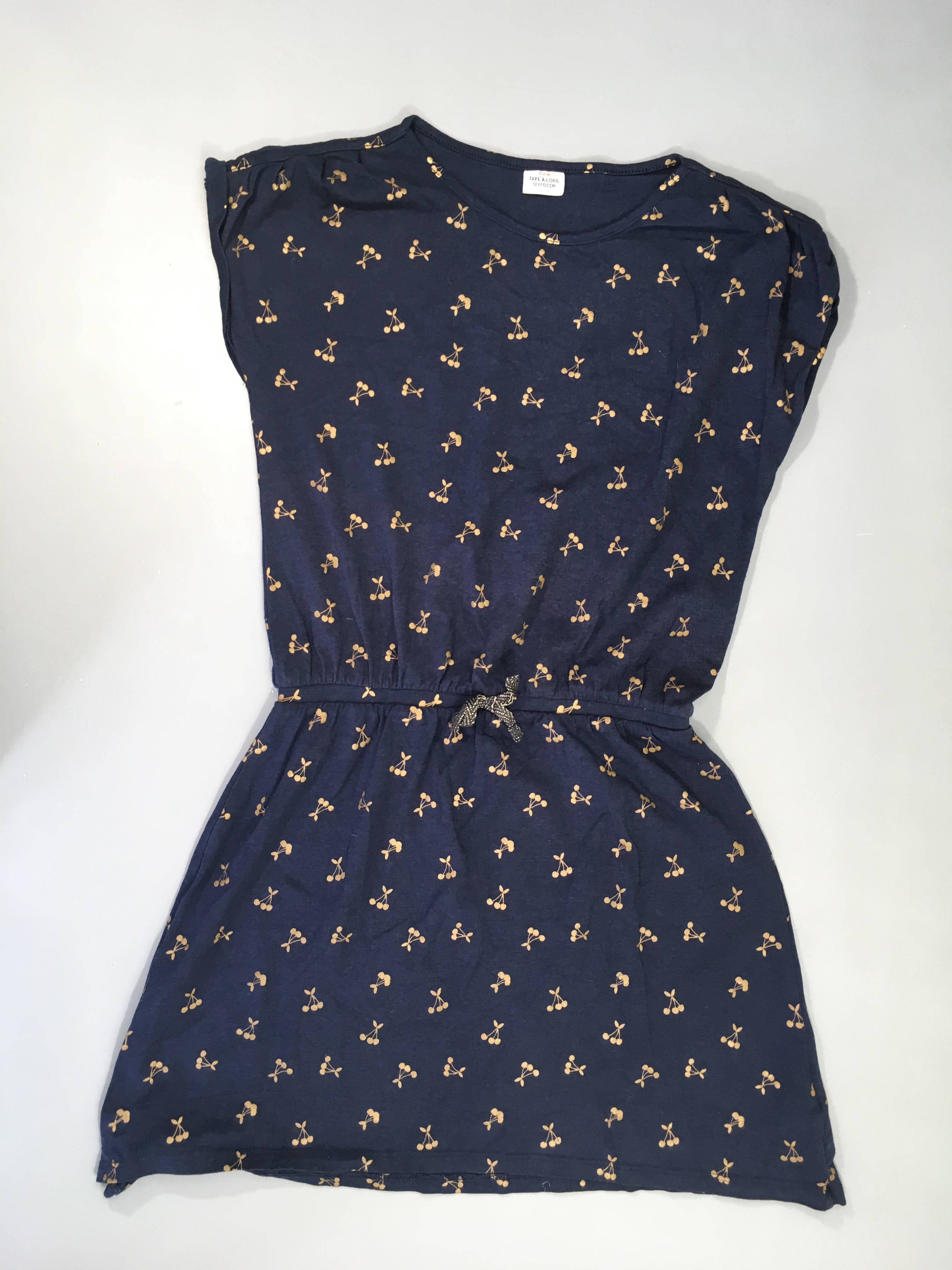 Robe m.c molleton bleu marine cerises