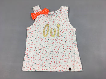 T-shirt s.m blanc pois oui noeud orange