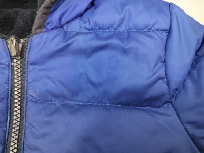 Veste réversible matelassée avec dégradé de bleus/ velours bleu marine, moins cher chez Petit Kiwi