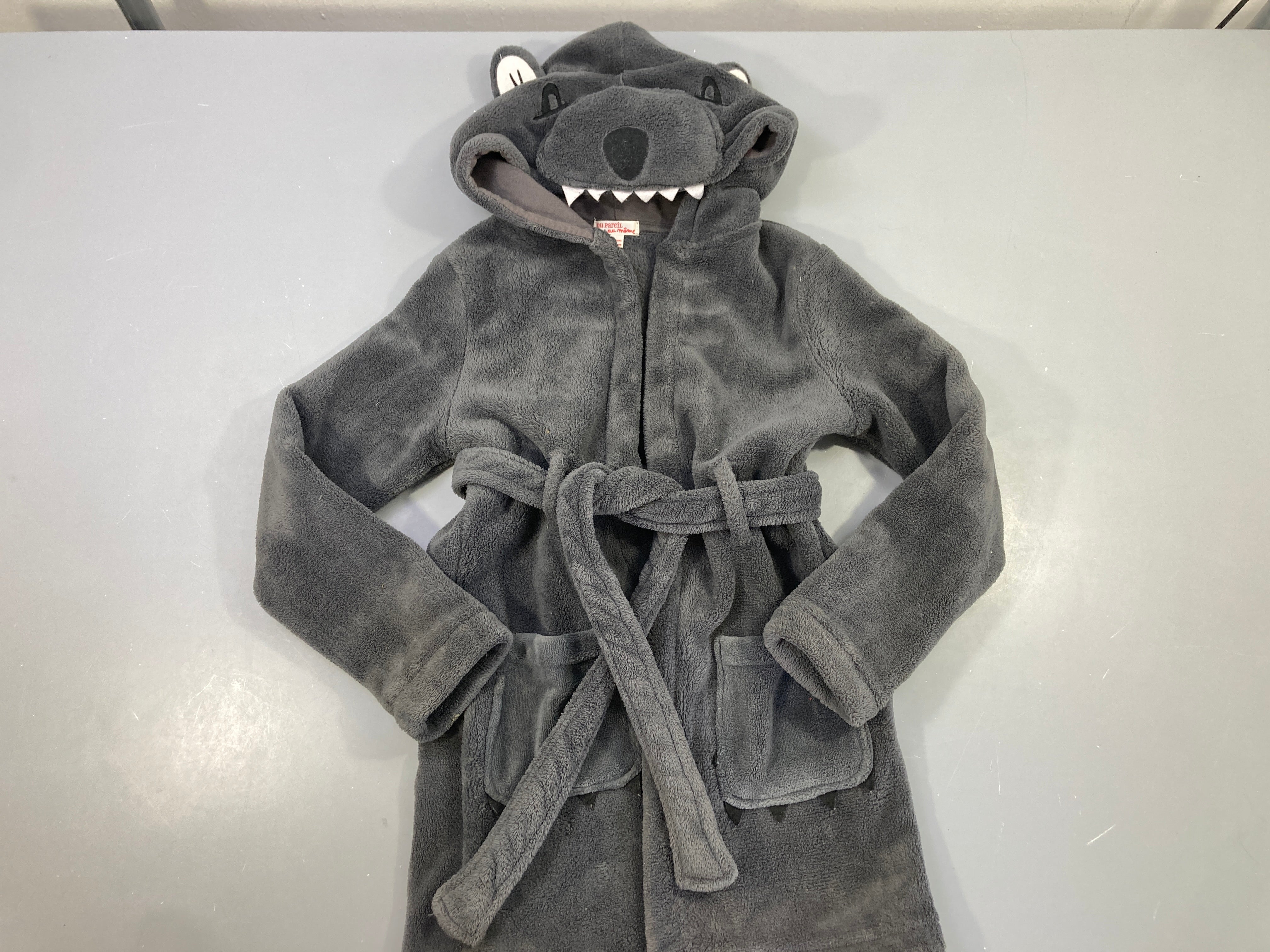 Peignoir velours gris foncé ours