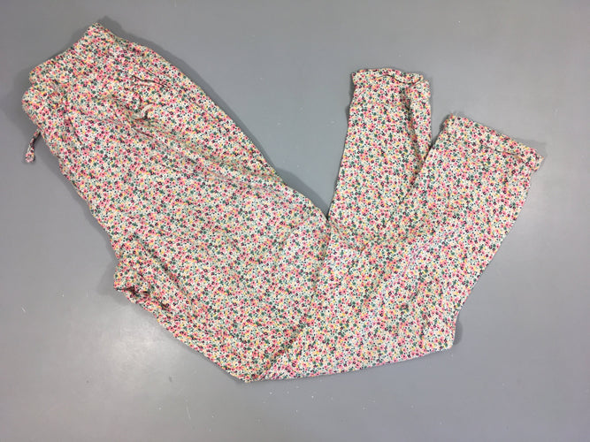 Pantalon fluide blanc fleurs, moins cher chez Petit Kiwi