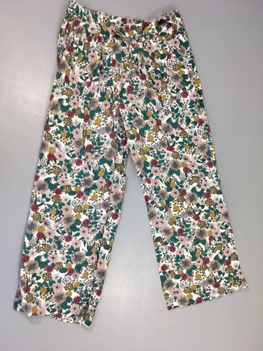 Pantacourt fluide blanc fleurs, moins cher chez Petit Kiwi