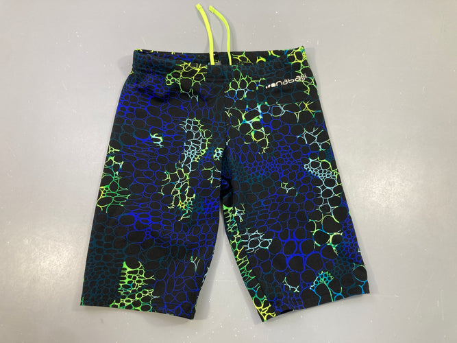 Maillot long noir motifs bleu/vert nabaji, moins cher chez Petit Kiwi
