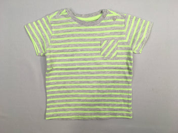 T-shirt m.c gris chiné rayé jaune poche