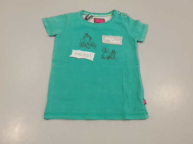 T-shirt m.c  vert , pieuvre, baleine, moins cher chez Petit Kiwi