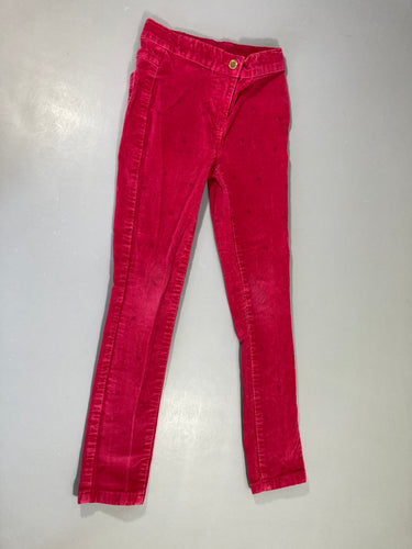 Pantalon velours côtelé rose vif motifs Trace délavée jambé G, moins cher chez Petit Kiwi