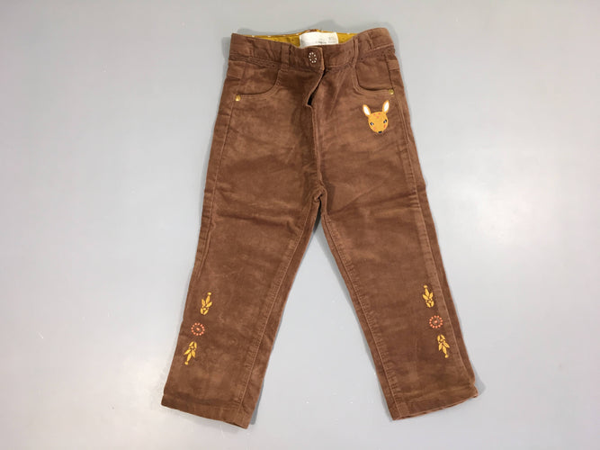 Pantalon velours ras brun, moins cher chez Petit Kiwi
