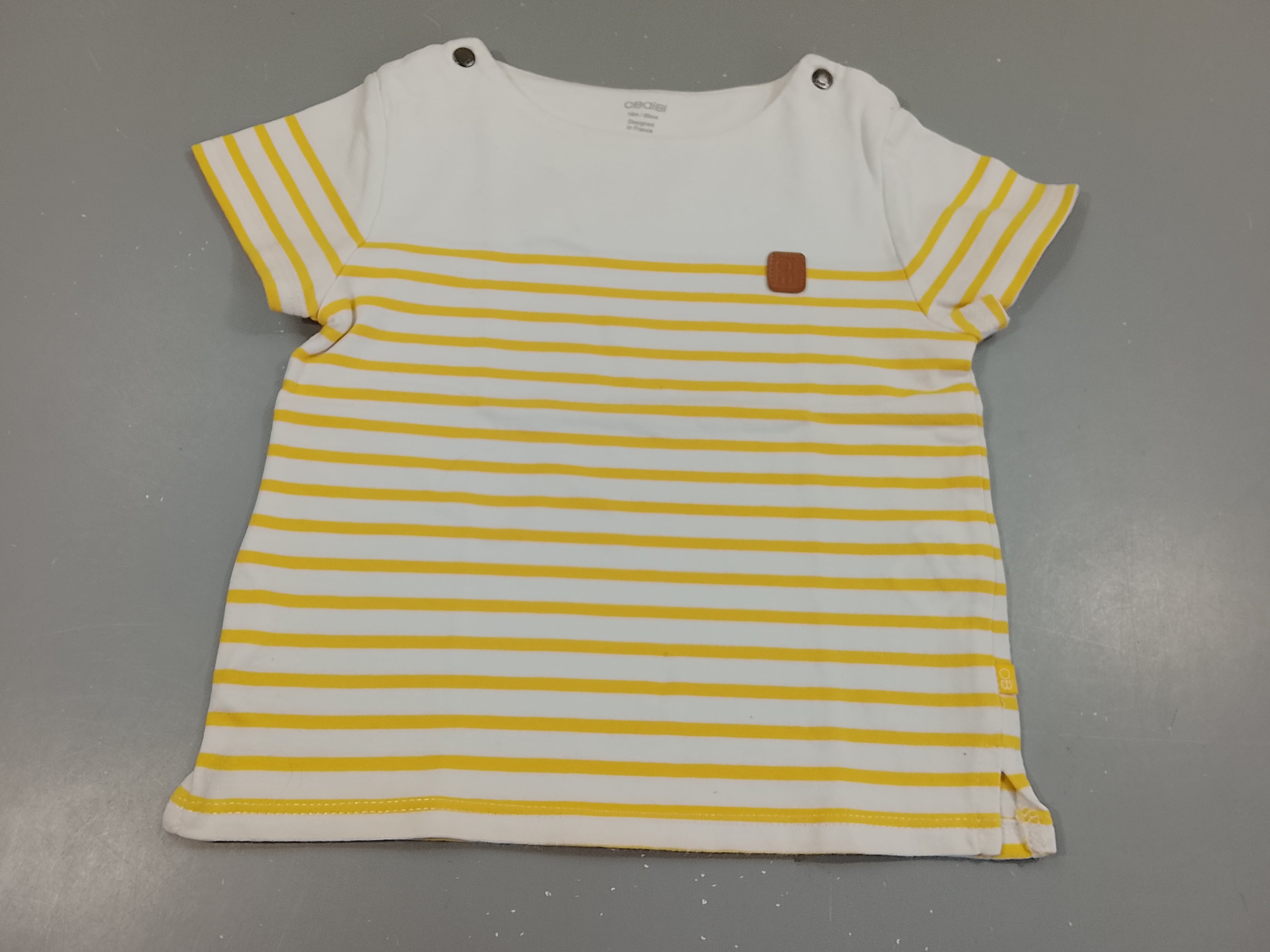 T-shirt m.c molleton blanc rayé jaune