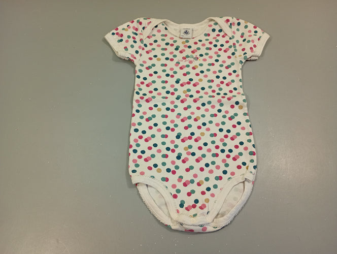 Body m.c blanc à pois colorés"petit bâteau", moins cher chez Petit Kiwi