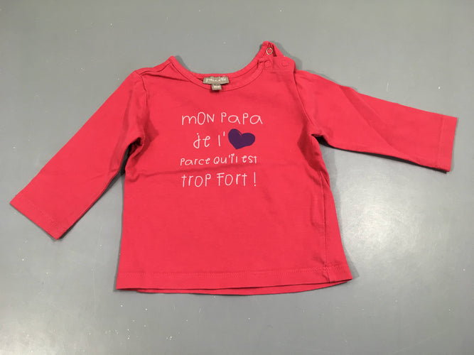 T-shirt m.l rose vif, coeur, moins cher chez Petit Kiwi