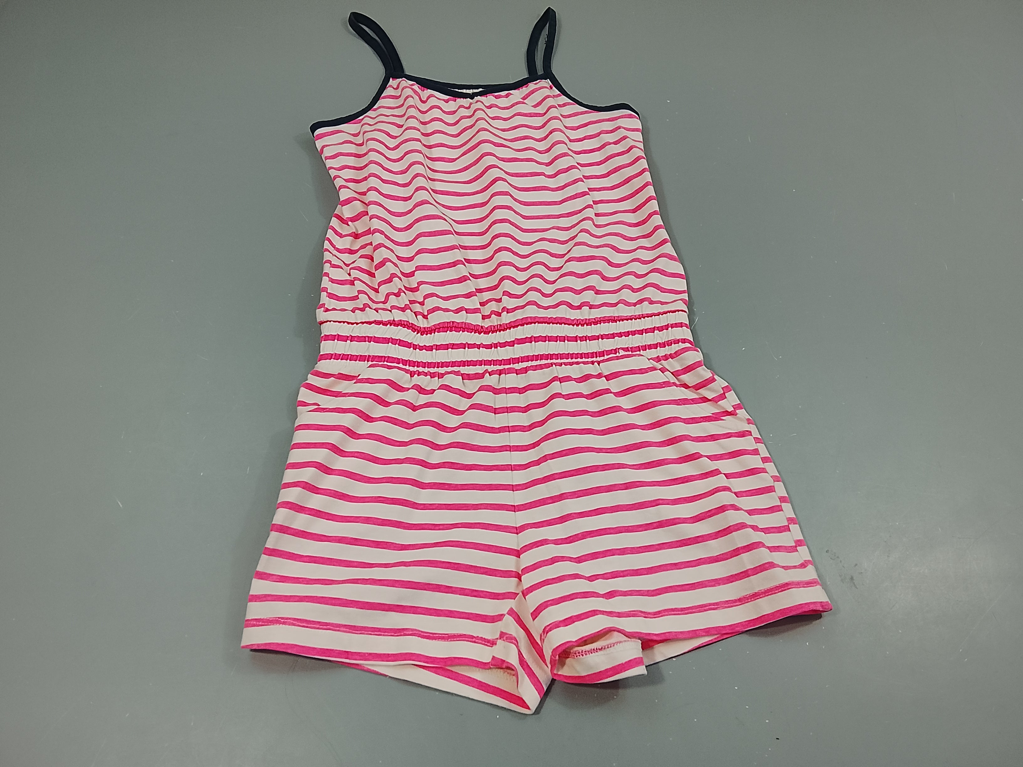 Combishort blanche rayé rose