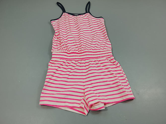 Combishort blanche rayé rose, moins cher chez Petit Kiwi