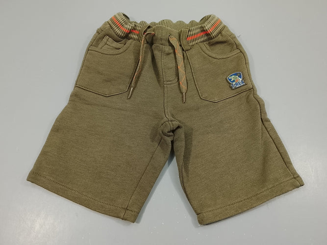 Bermuda en molleton kaki "T-Rex", moins cher chez Petit Kiwi