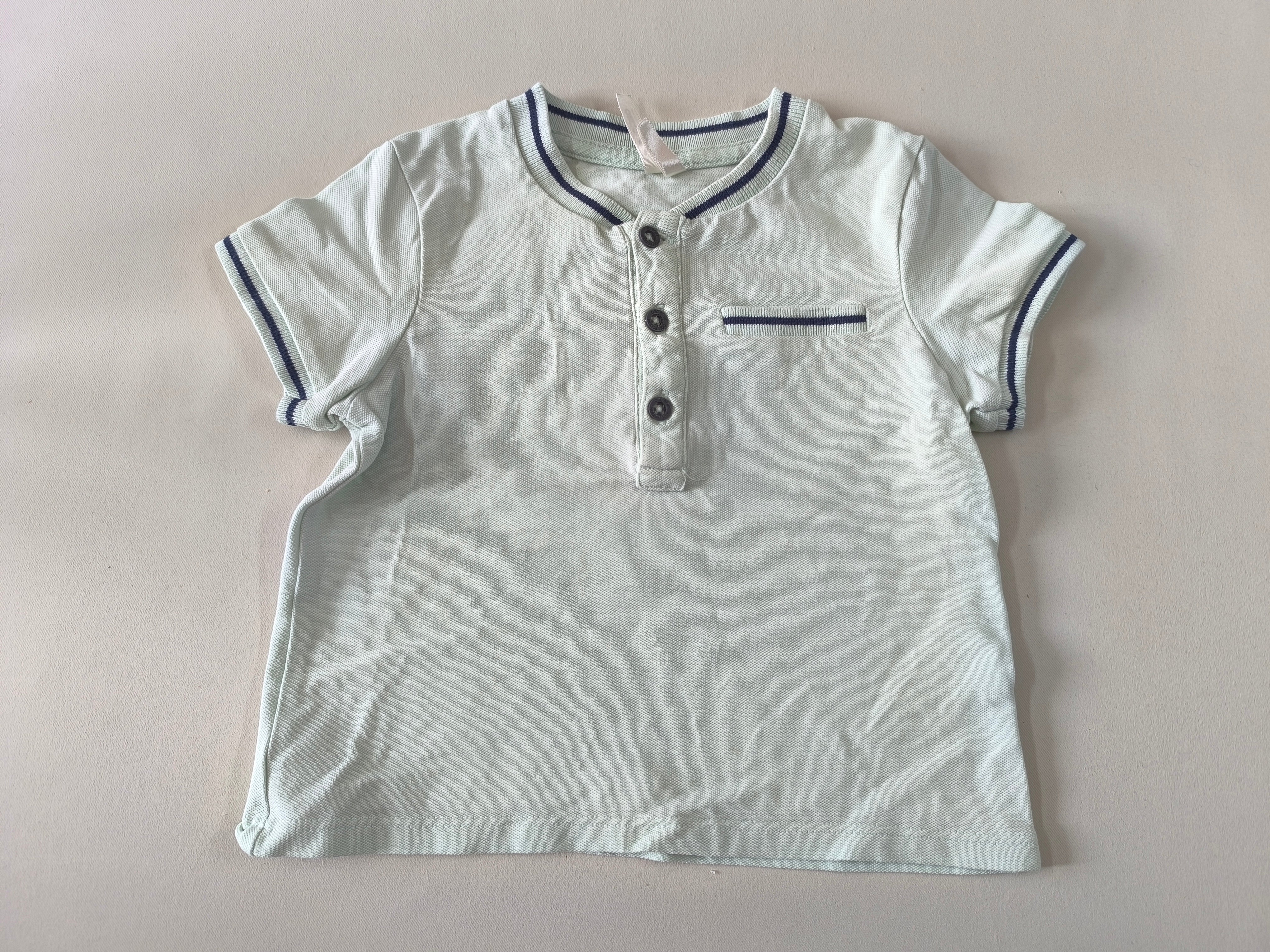 T-shirt m.c coton piqué vert clair 3 boutons