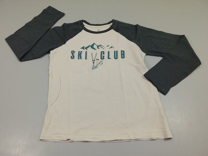 T-shirt m.l bleu marine, blanc "ski club", moins cher chez Petit Kiwi