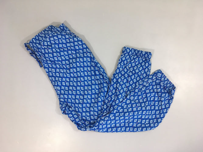 Pantalon fluide bleu motifs géométriques taille et chevilles élastiques, moins cher chez Petit Kiwi