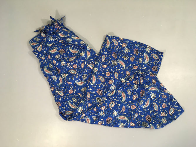 Pantalon fluide ample bleu motifs cachemire, moins cher chez Petit Kiwi