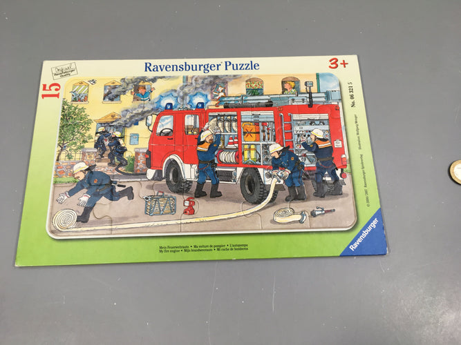 Planche carton Puzzle pompiers, 15pcs, +3a, moins cher chez Petit Kiwi