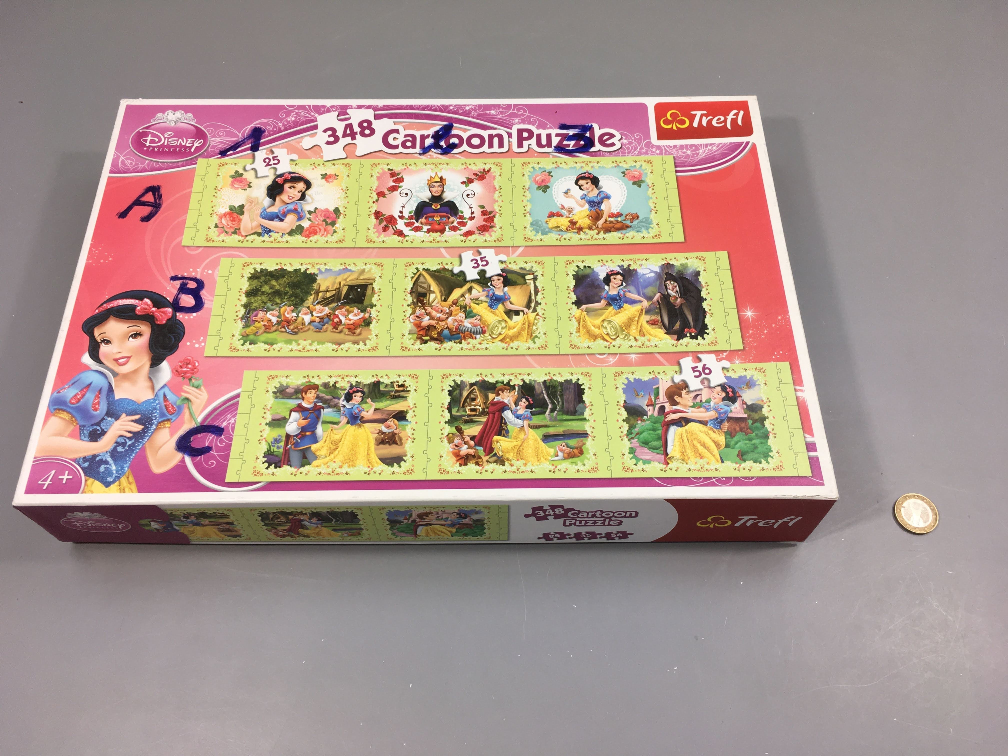 Puzzle 3x3 Blanche-neige,  348pcs, +4a