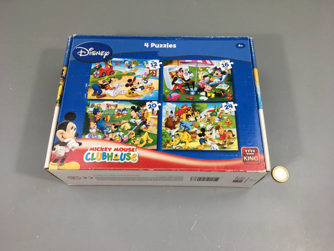4 Puzzles Mickey Disney 12pcs, 16pcs, 20pcs, 24pcs, King, 4+ - complet, moins cher chez Petit Kiwi