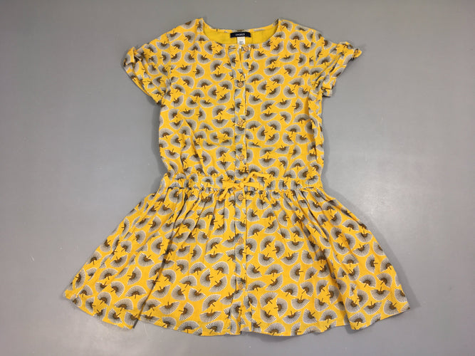 Robe m.c jaune motifs boutonnée, moins cher chez Petit Kiwi