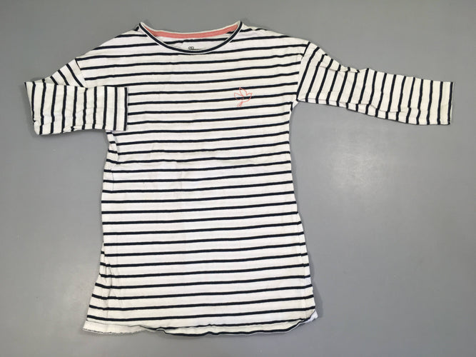 Robe m.l jersey blanc rayé bleu oiseau, moins cher chez Petit Kiwi