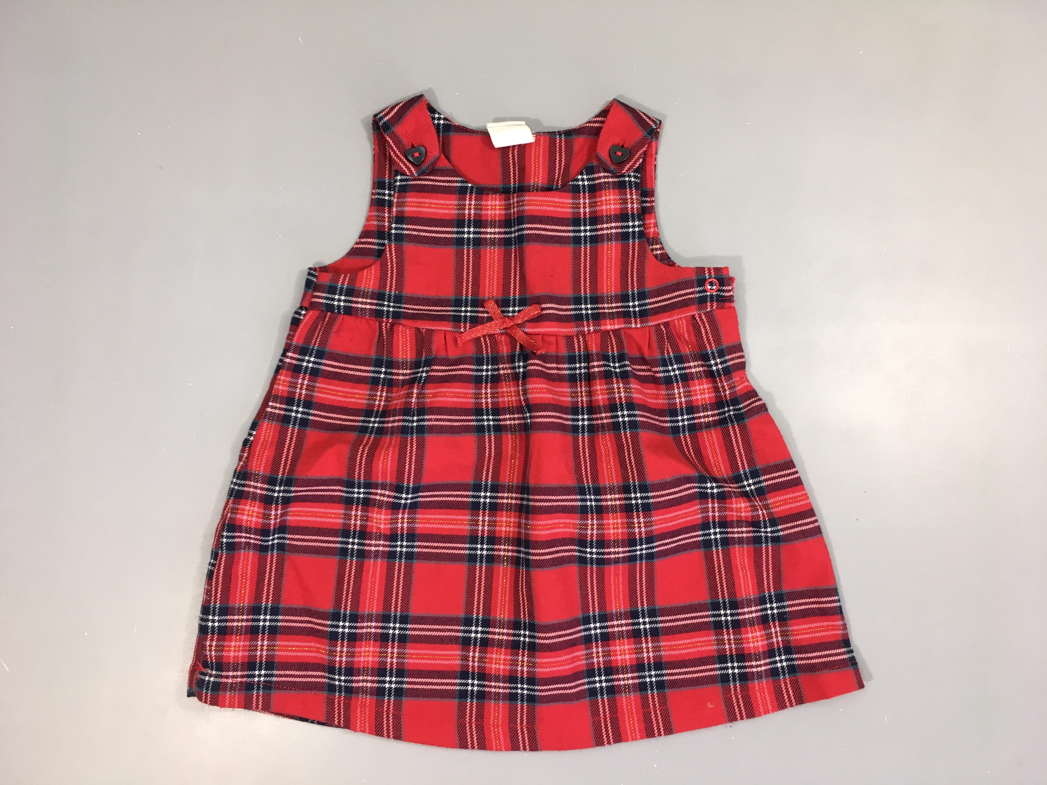 Robe s.m carreaux rouge/bleu noeud