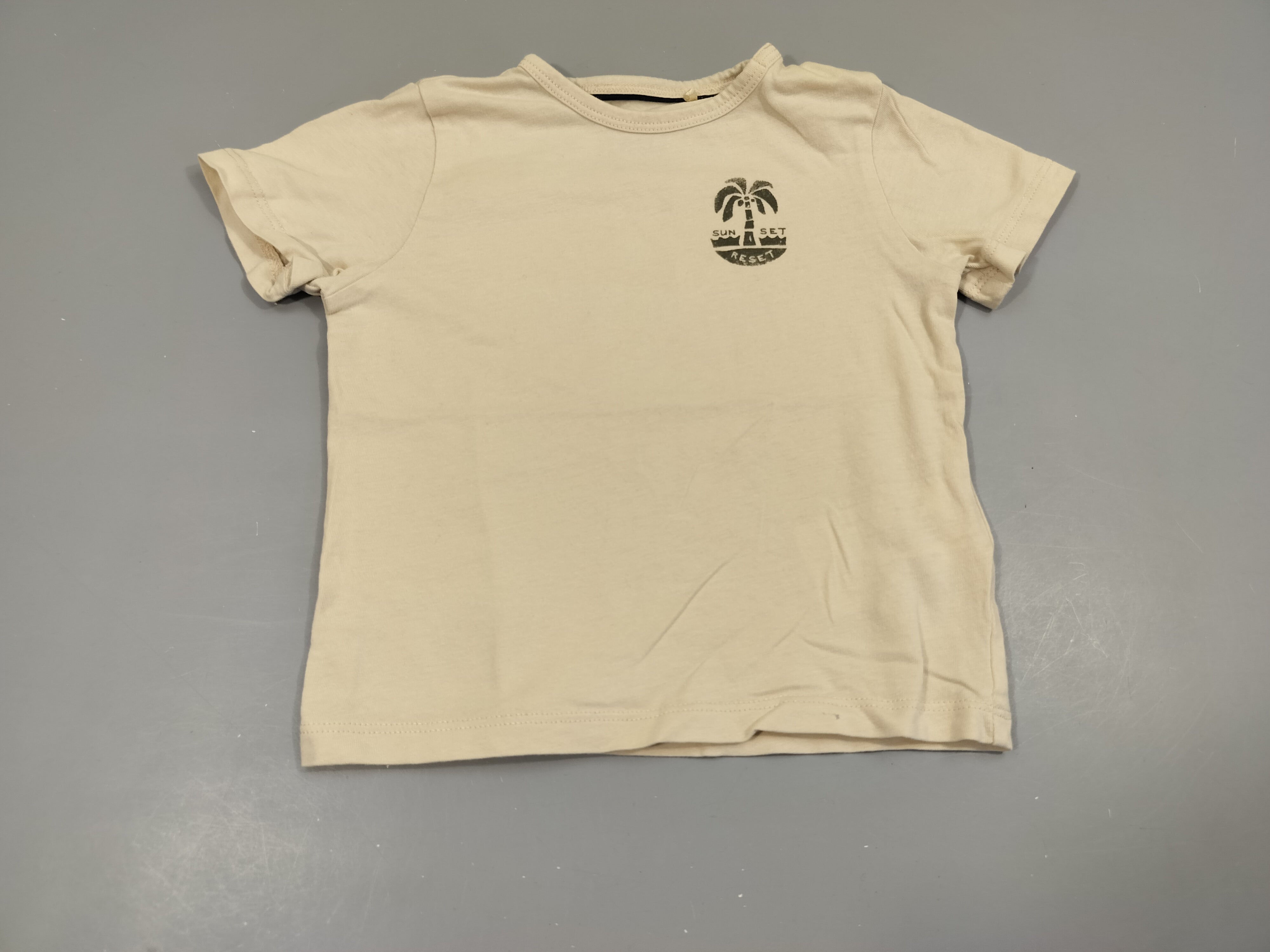T-shirt m.c beige très clair,palmier 