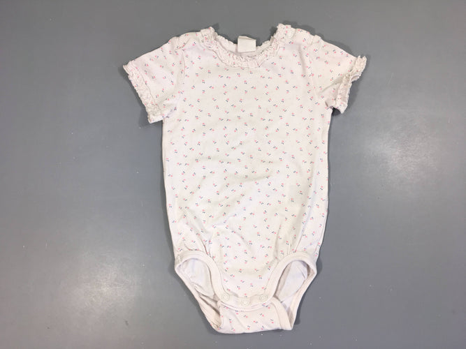 Body m.c blanc fleuri froufrous, moins cher chez Petit Kiwi