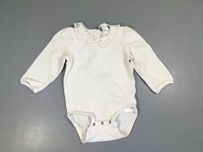 Body m.l blanc col dentelle Trace rosée bas, moins cher chez Petit Kiwi