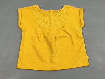 T-shirt m.c jaune effet dentelle à l'avant