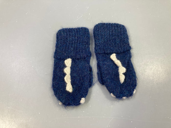 Moufles en maille bleu marine- Oeuf Monster Mittens 100%Alpaga, moins cher chez Petit Kiwi